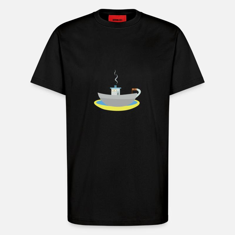 Kaffeetassenschiff - T-Shirt - made by SPREAD - SOLID BLACK