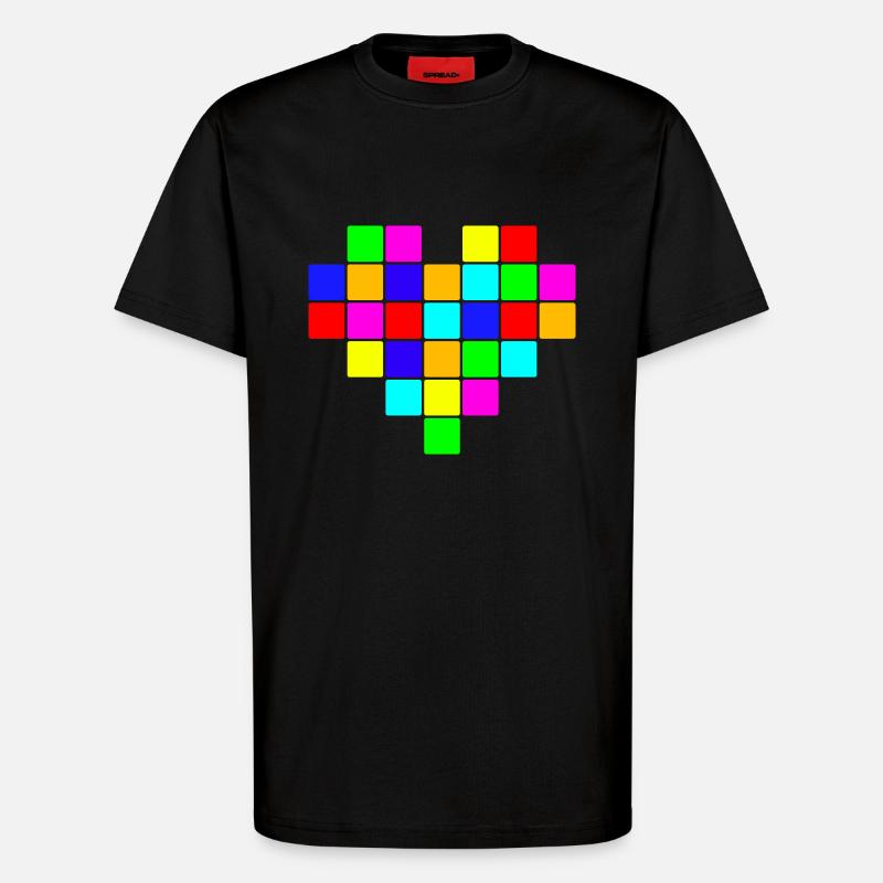 Buntes Herz Regenbogen - T-Shirt - made by SPREAD - SOLID BLACK