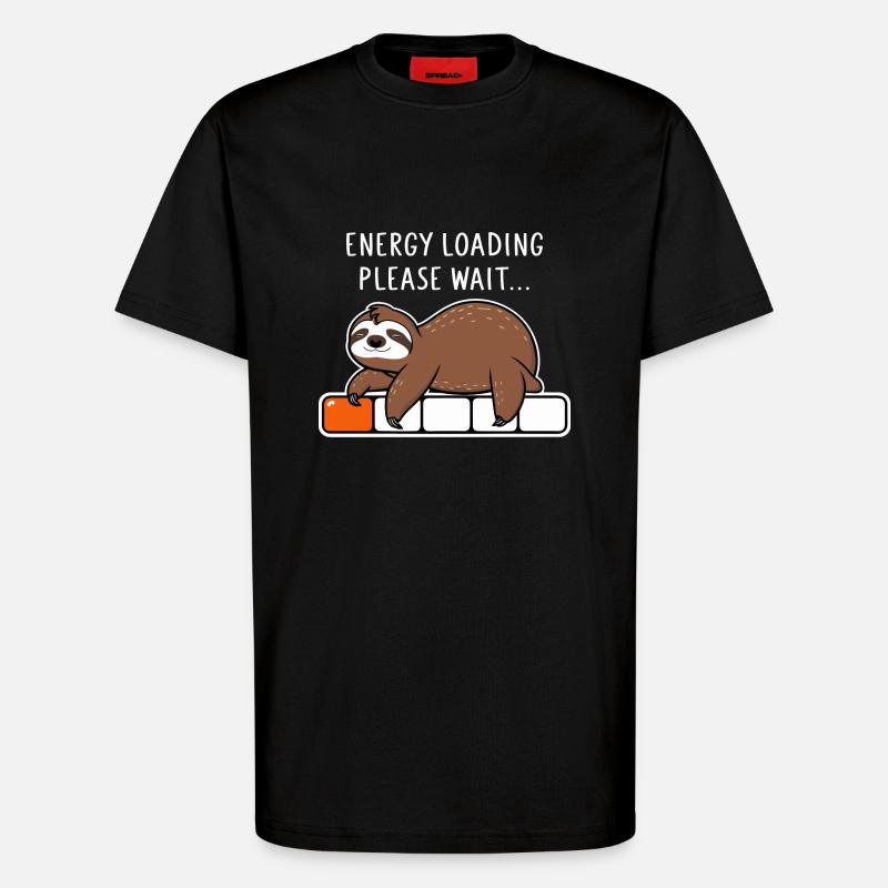 Faultier Energy Loading Please Wait - T-Shirt - made by SPREAD - SOLID BLACK