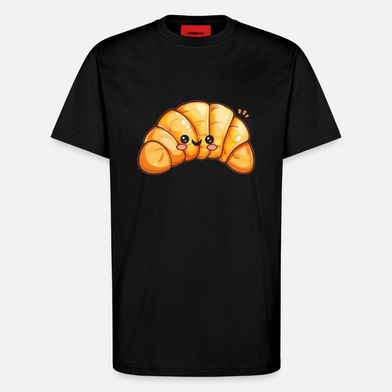Süßes Croissant Comic - T-Shirt - made by SPREAD - SOLID BLACK