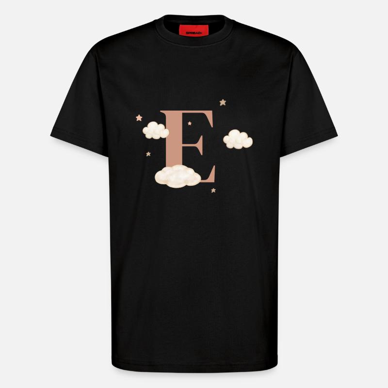 Letter e clouds stars - T-Shirt - made by SPREAD - SOLID BLACK