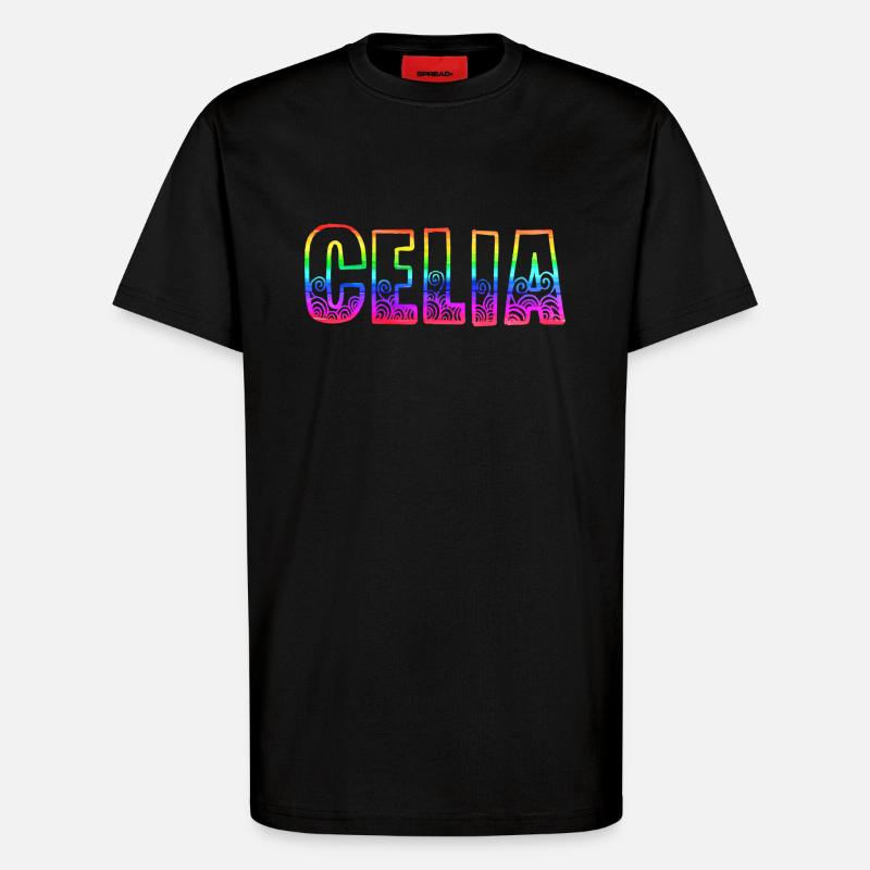 celia rs arc-en-ciel - T-shirt bio décontracté fabriqué en UE - SOLID BLACK