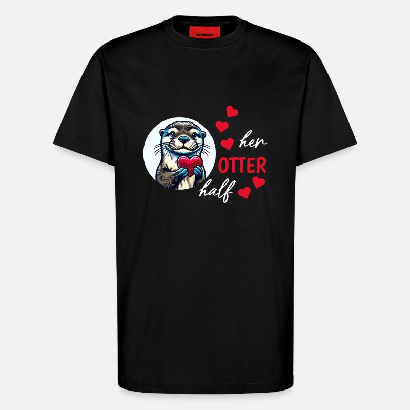 Otter half liebe geschenk - T-Shirt - made by SPREAD - SOLID BLACK