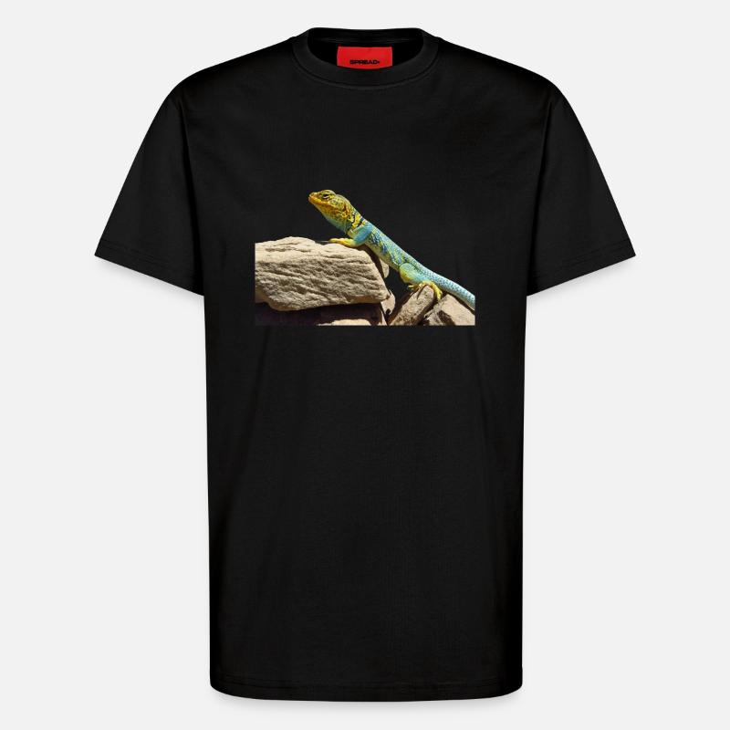 gecko lizard real lizard - T-Shirt - made by SPREAD - SOLID BLACK