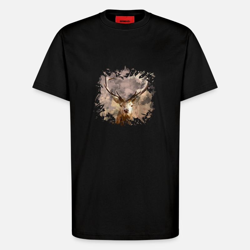 deer - T-Shirt - made by SPREAD - SOLID BLACK