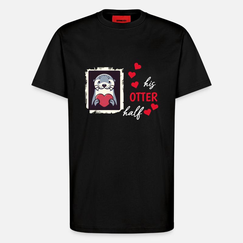 Otter half liebe geschenk - T-Shirt - made by SPREAD - SOLID BLACK