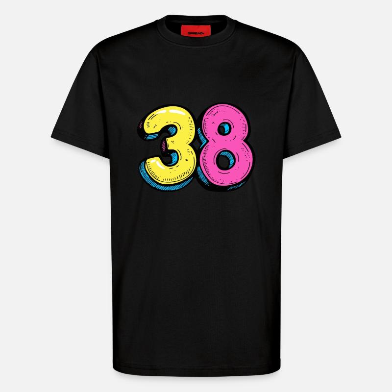 38 Zahl Comic - T-Shirt - made by SPREAD - SOLID BLACK