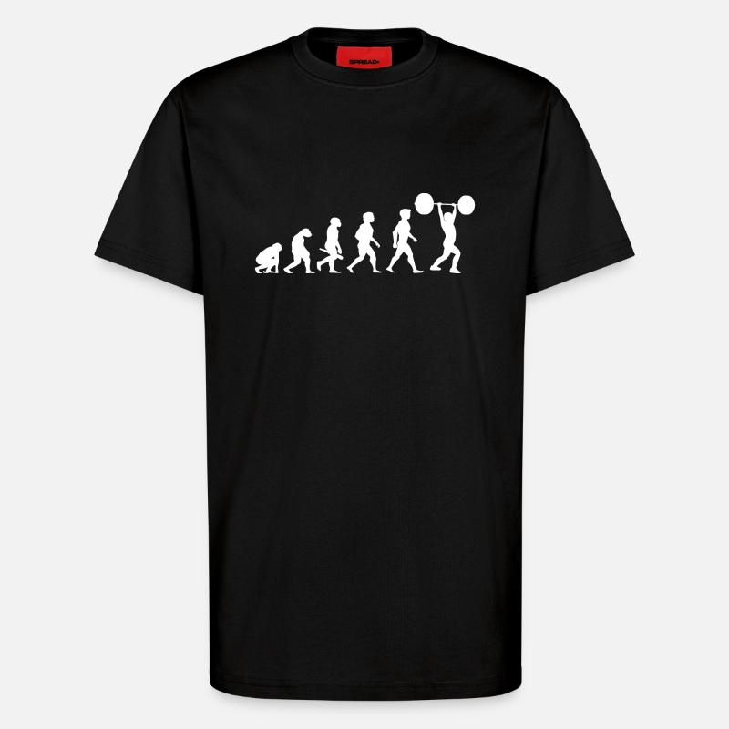 Evolution Weightlifting Weightlifting Bodybuilding - T-Shirt - made by SPREAD - SOLID BLACK