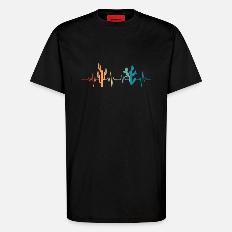 Kaktus Herzschlag - Geschenkidee - T-Shirt - made by SPREAD - SOLID BLACK