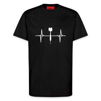Darts Heartbeat Dart Player 180 - T-Shirt - made by SPREAD - SOLID BLACK - Vorne - Alina (178cm) & Michal (187cm)