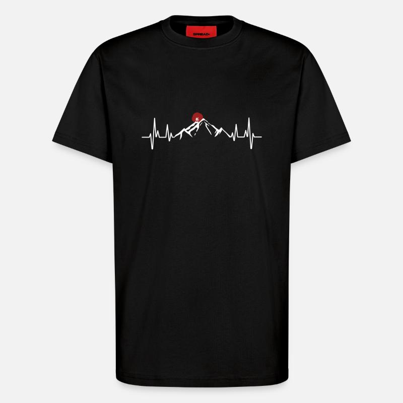 Wandern Bergsteigen Klettern Herzfrequenz Puls - T-Shirt - made by SPREAD - SOLID BLACK