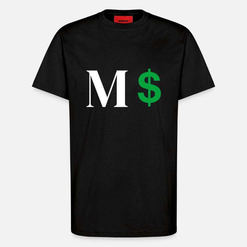 Lettre m dollar - T-shirt bio décontracté fabriqué en UE - SOLID BLACK
