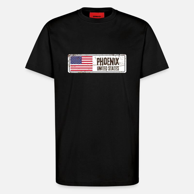 Drapeau des États-Unis Phoenix - T-shirt bio décontracté fabriqué en UE - SOLID BLACK