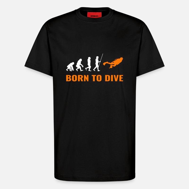 Tauchen Evolution Taucher Scuba Spruch - T-Shirt - made by SPREAD - SOLID BLACK