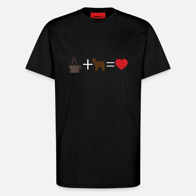 Chien / Cocker café + Cocker = - T-shirt bio décontracté fabriqué en UE - SOLID BLACK