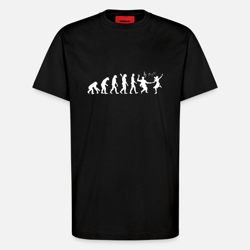 Darwin Evolution to Swing - Weiß - T-Shirt - made by SPREAD - SOLID BLACK