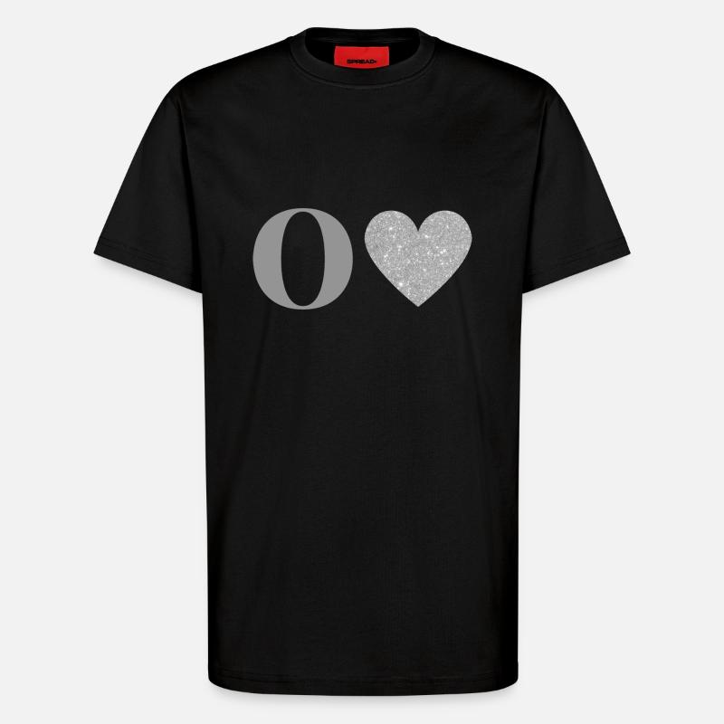 Buchstabe o silbernes Herz - T-Shirt - made by SPREAD - SOLID BLACK
