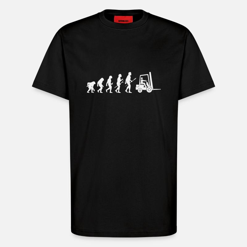 Gabelstapler-Evolution - T-Shirt - made by SPREAD - SOLID BLACK