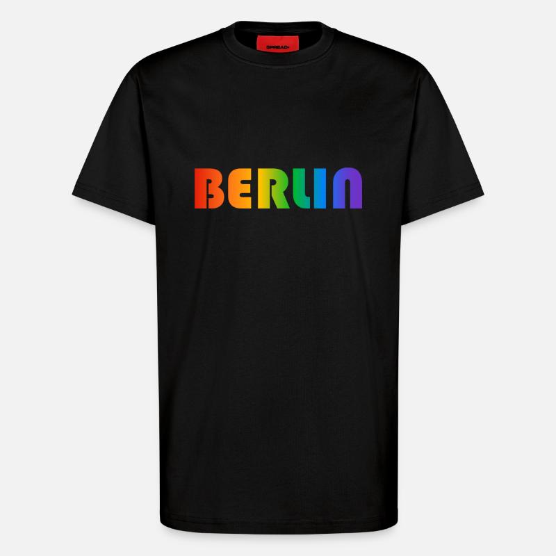 Berlin Rainbow Text - T-Shirt - made by SPREAD - SOLID BLACK
