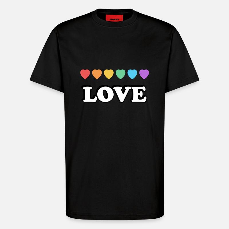 Love Rainbow Hearts - T-Shirt - made by SPREAD - SOLID BLACK