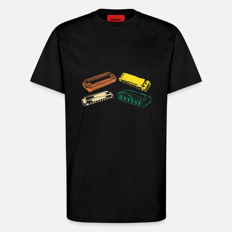 Harmonika Evolution Mundharmonika - T-Shirt - made by SPREAD - SOLID BLACK