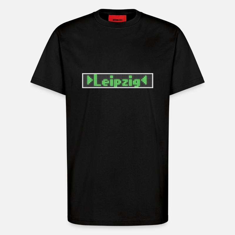 Leipzig LED Display Vert - T-shirt bio décontracté fabriqué en UE - SOLID BLACK