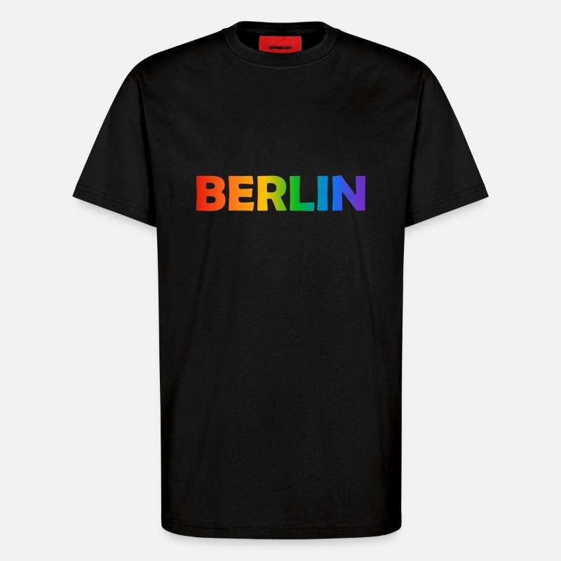 Berlin Rainbow Text - T-Shirt - made by SPREAD - SOLID BLACK