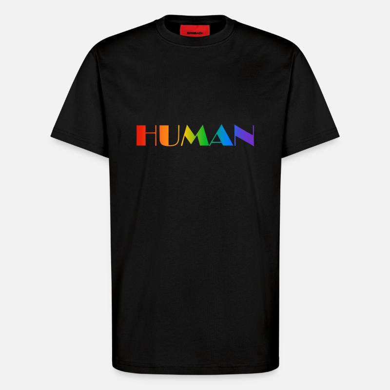 Human rainbow text LGBTQ pride - T-Shirt - made by SPREAD - SOLID BLACK