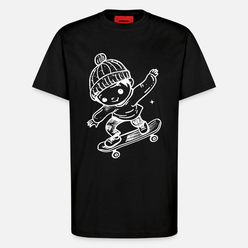 Skateboard Kind Comic - T-Shirt - made by SPREAD - SOLID BLACK