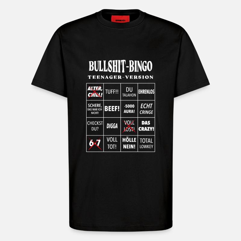 Bingo à la connerie – Version ado - T-shirt bio décontracté fabriqué en UE - SOLID BLACK