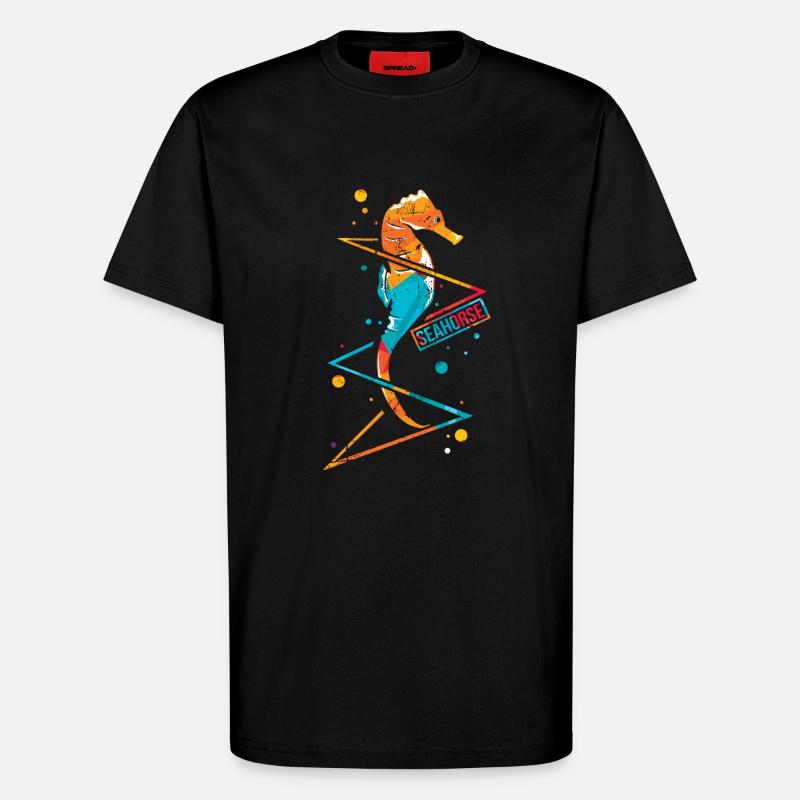 Hippocampe Hippocampus Polygone Hippocampe - T-shirt bio décontracté fabriqué en UE - SOLID BLACK