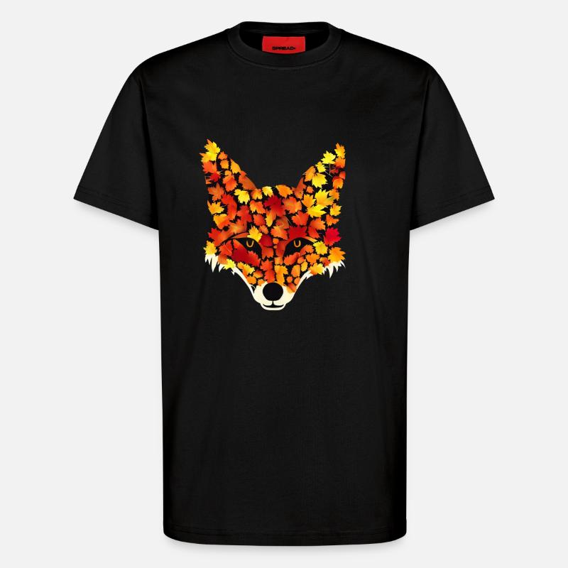 Fuchs aus Herbstblättern - T-Shirt - made by SPREAD - SOLID BLACK