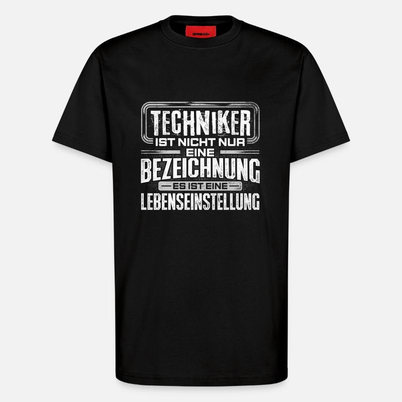 TECHNIKER - Leben - T-Shirt - made by SPREAD - SOLID BLACK