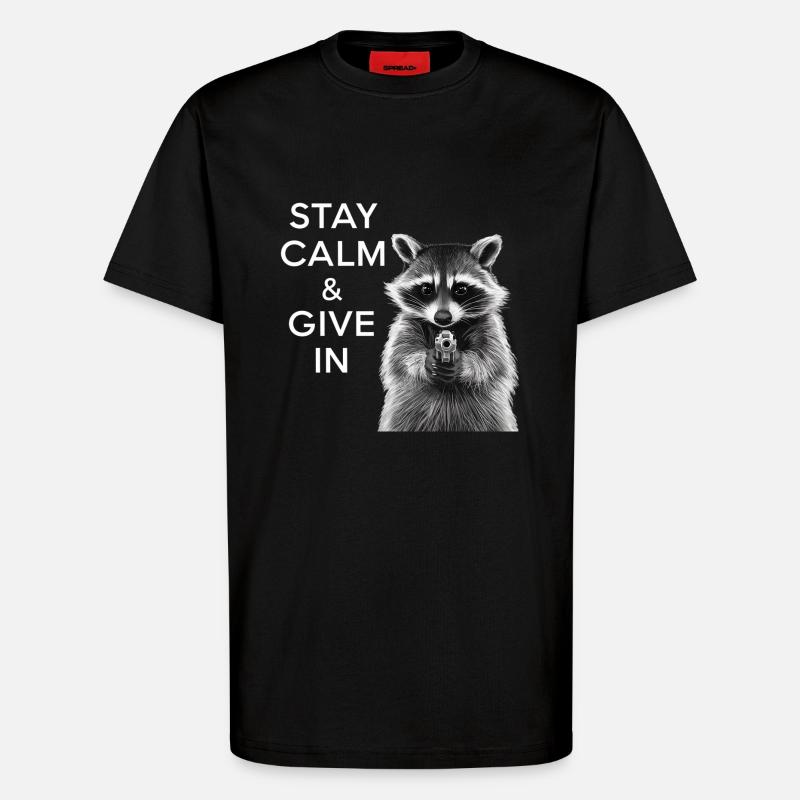 Meme Waschbär - T-Shirt - made by SPREAD - SOLID BLACK