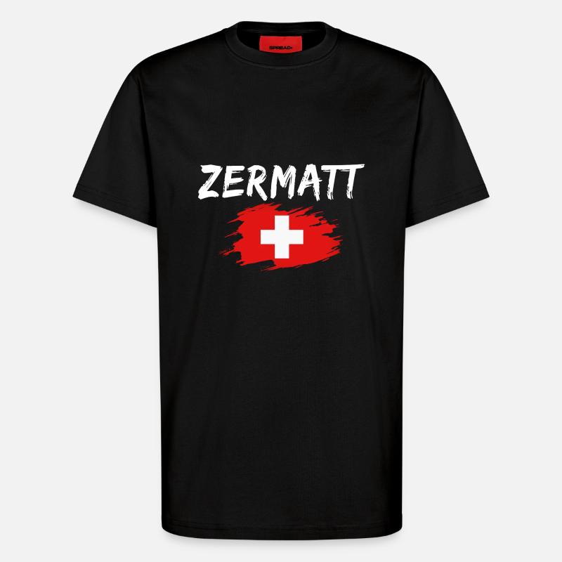 Zermatt Suisse Drapeau - T-shirt bio décontracté fabriqué en UE - SOLID BLACK