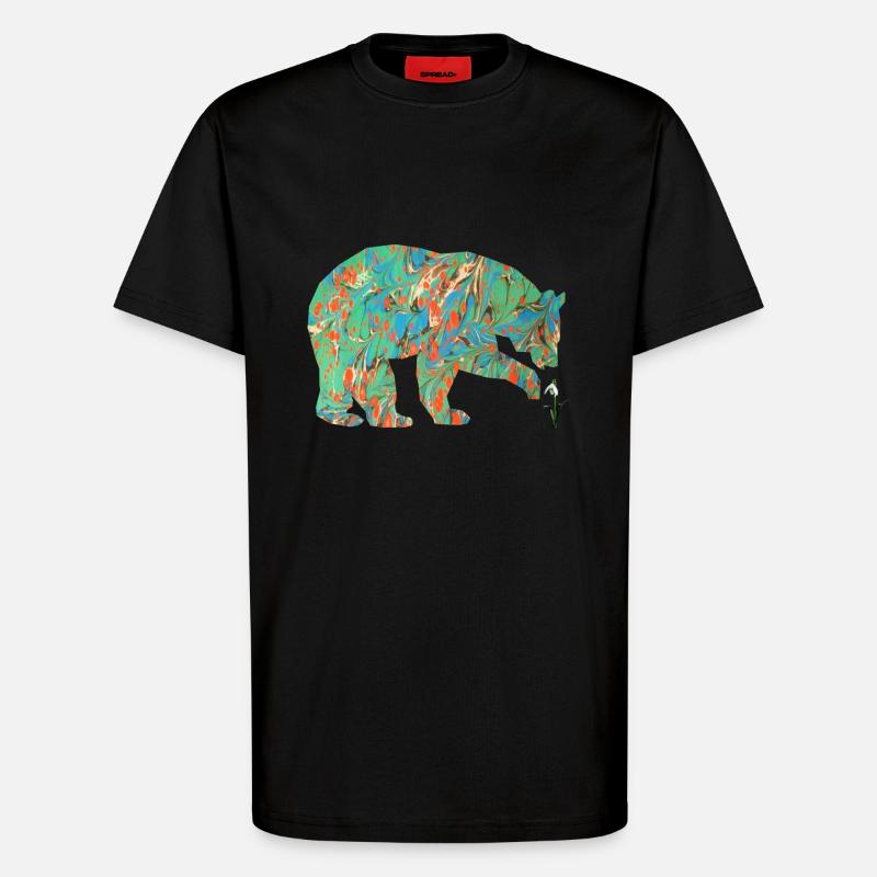 bear with snowdrop e 4 - T-Shirt - made by SPREAD - SOLID BLACK
