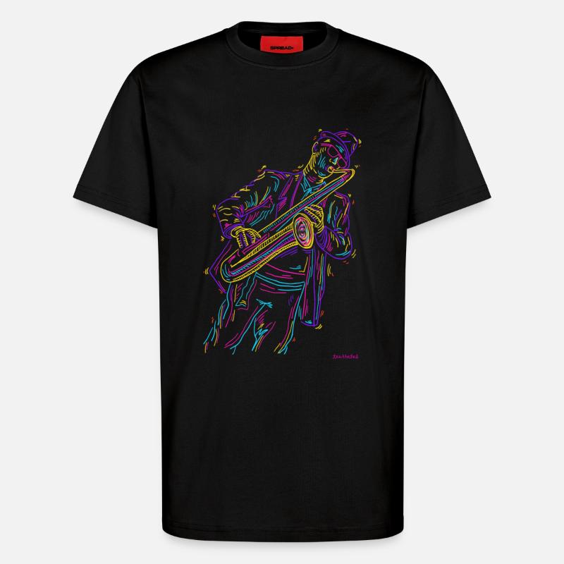 Jazz Saxophon - T-Shirt - made by SPREAD - SOLID BLACK