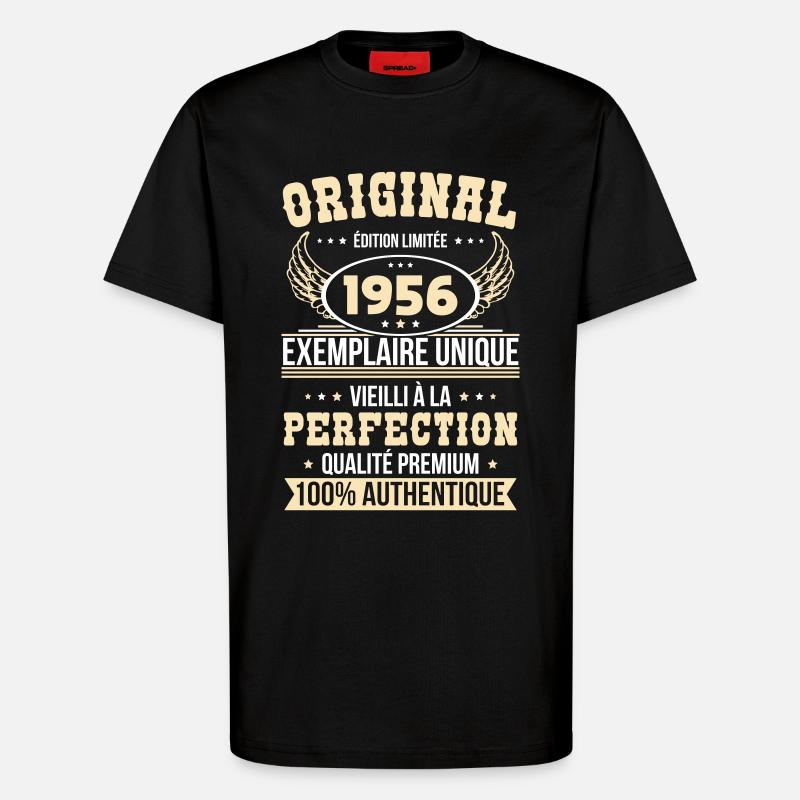 1956 – Einzigartiges Exemplar – Premiumqualität - T-Shirt - made by SPREAD - SOLID BLACK