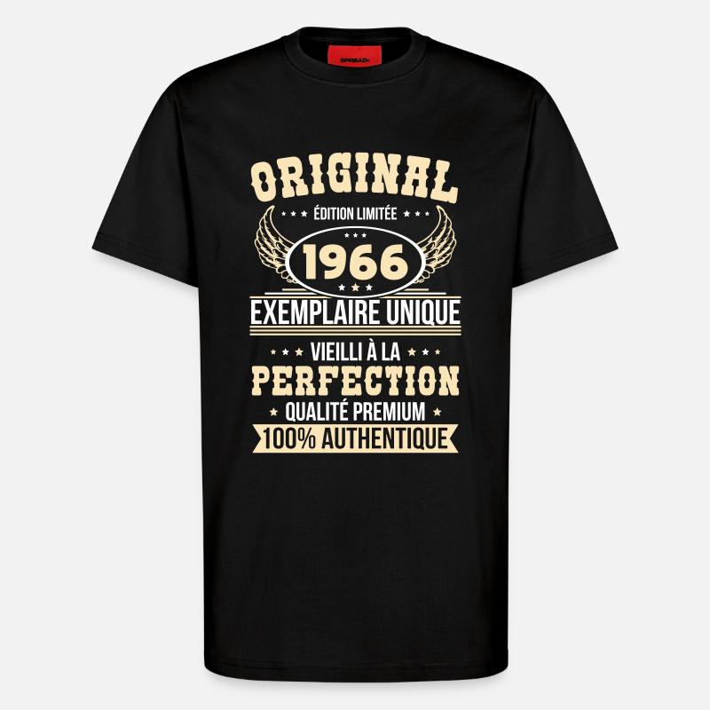 1966 – Einzigartiges Beispiel – Premiumqualität - T-Shirt - made by SPREAD - SOLID BLACK