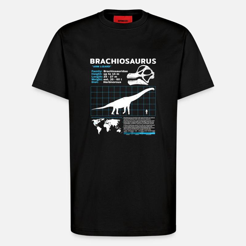 Brachiosaurus Datenblatt - T-Shirt - made by SPREAD - SOLID BLACK