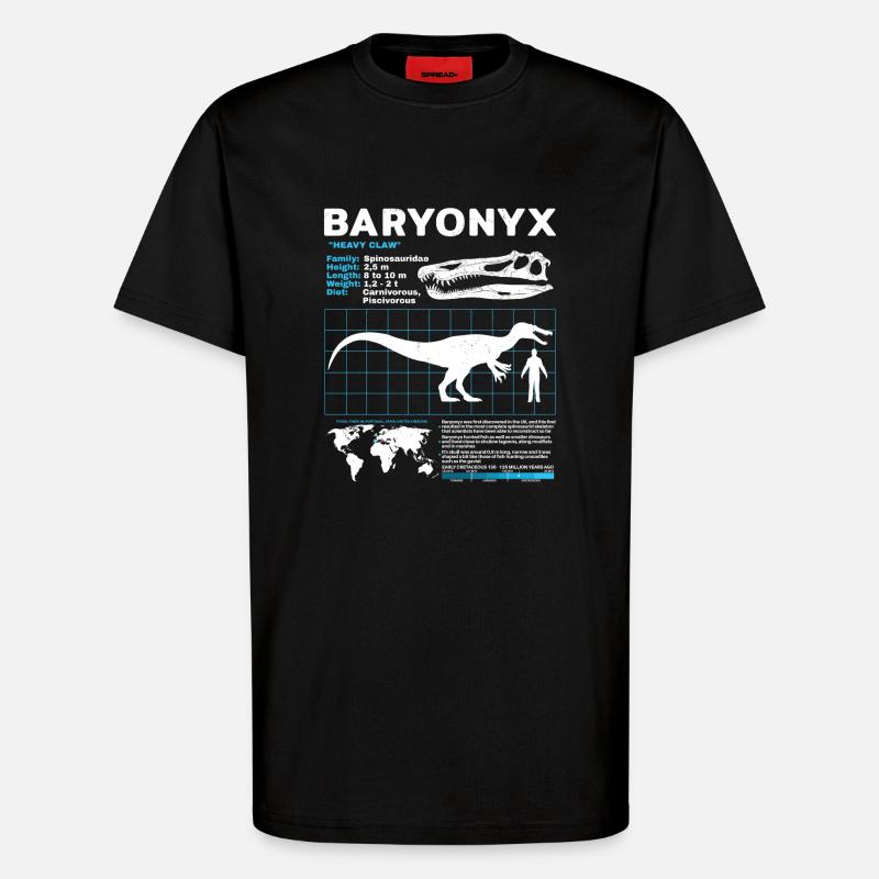 Baryonyx Datasheet - T-Shirt - made by SPREAD - SOLID BLACK