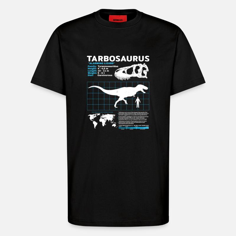 Tarbosaurus fact sheet - T-Shirt - made by SPREAD - SOLID BLACK