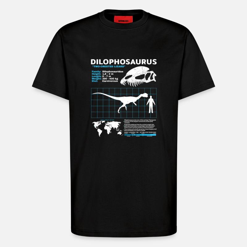 Fiche technique de Dilophosaurus - T-shirt bio décontracté fabriqué en UE - SOLID BLACK