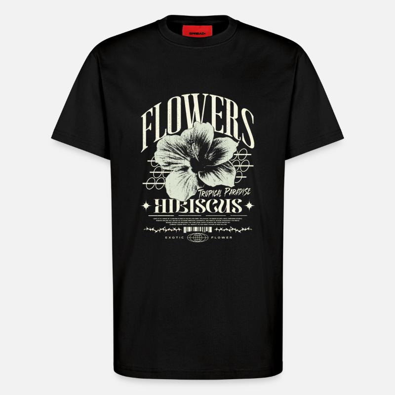 Fleur d’hibiscus Fleur d’hibiscus - T-shirt bio décontracté fabriqué en UE - SOLID BLACK