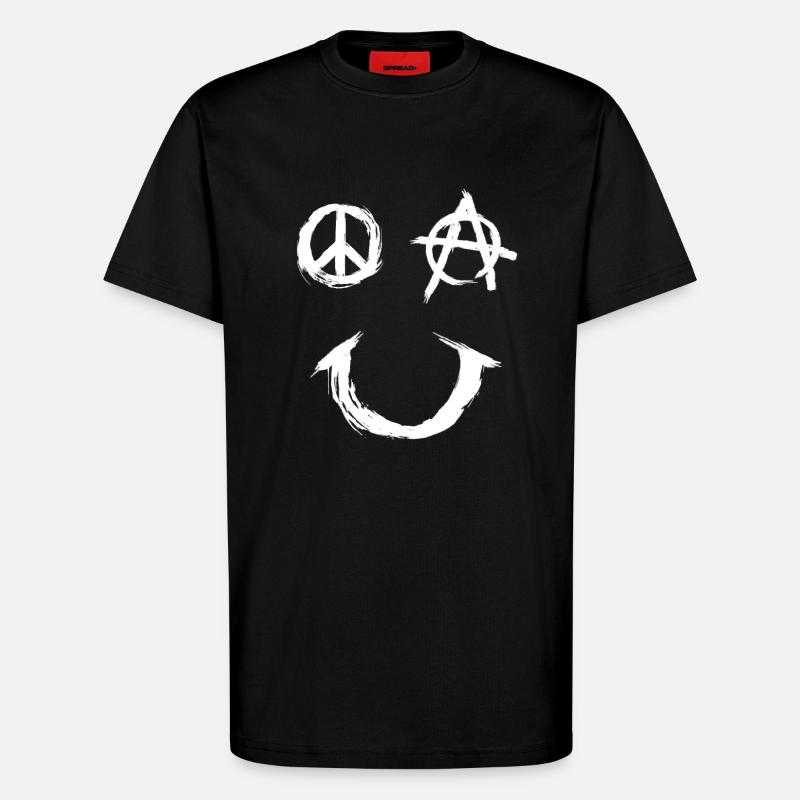 Pace Anarchy Smiley - T-Shirt - made by SPREAD - SOLID BLACK