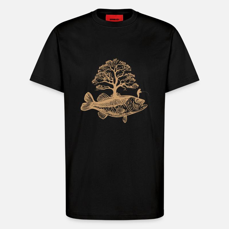 Fisch wächst Baum – Angler Design - T-Shirt - made by SPREAD - SOLID BLACK
