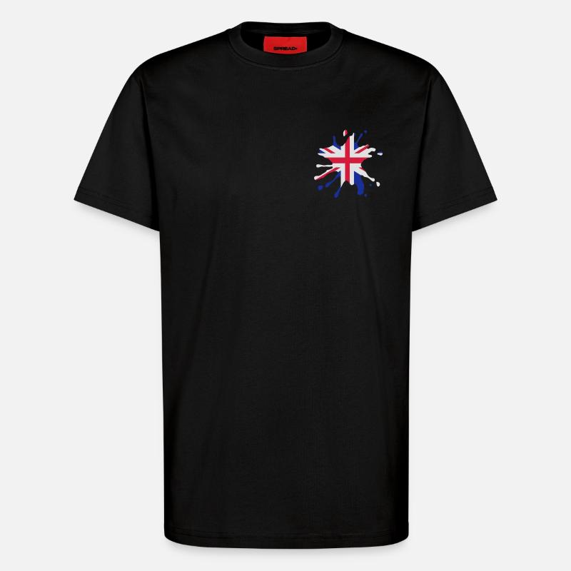 England Union Jack Klecks - T-Shirt - made by SPREAD - SOLID BLACK