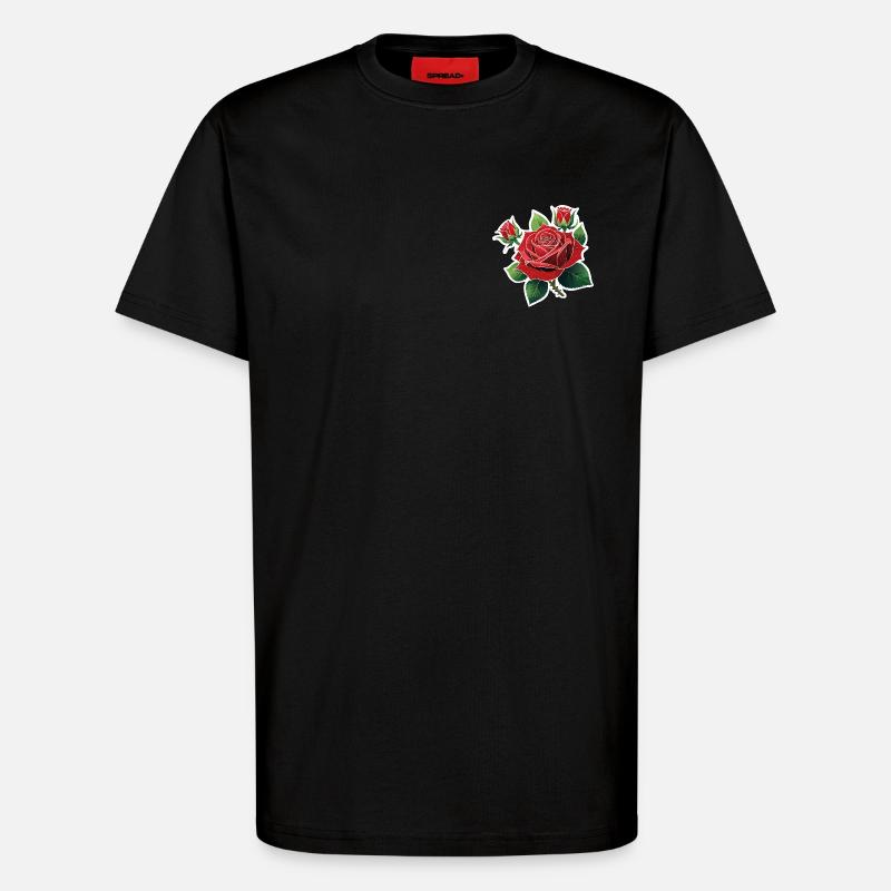Rote Rose – Rockabilly - T-Shirt - made by SPREAD - SOLID BLACK