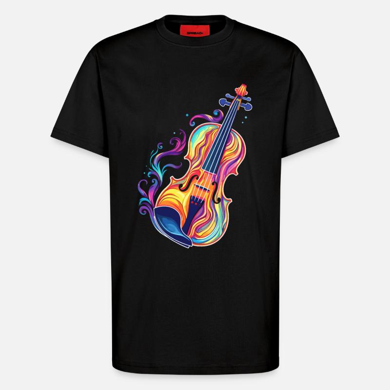 Violine Comic Look - T-Shirt - made by SPREAD - SOLID BLACK