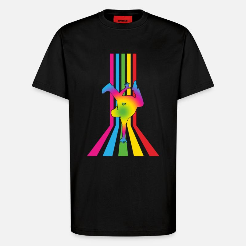 Graphique Dance Rainbow - T-shirt bio décontracté fabriqué en UE - SOLID BLACK